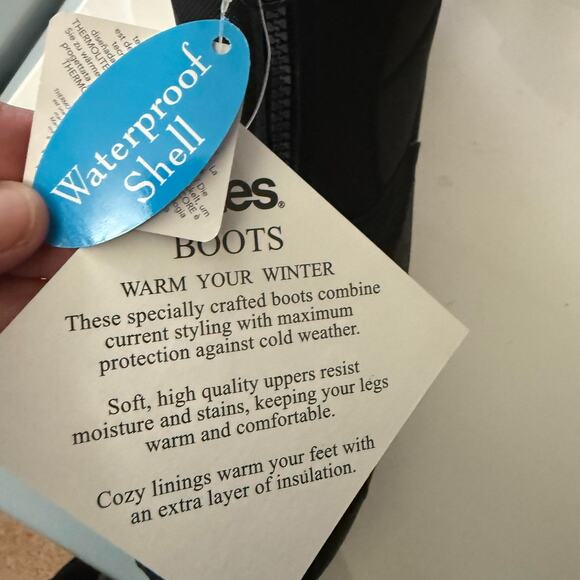 New Totes Men’s Puffin Winter Boots Black Waterproof Shell Front Zip Size 12 - Picture 6 of 8